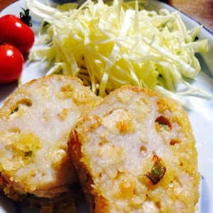 鶏ひき肉のレンコンはさみ揚げ☆